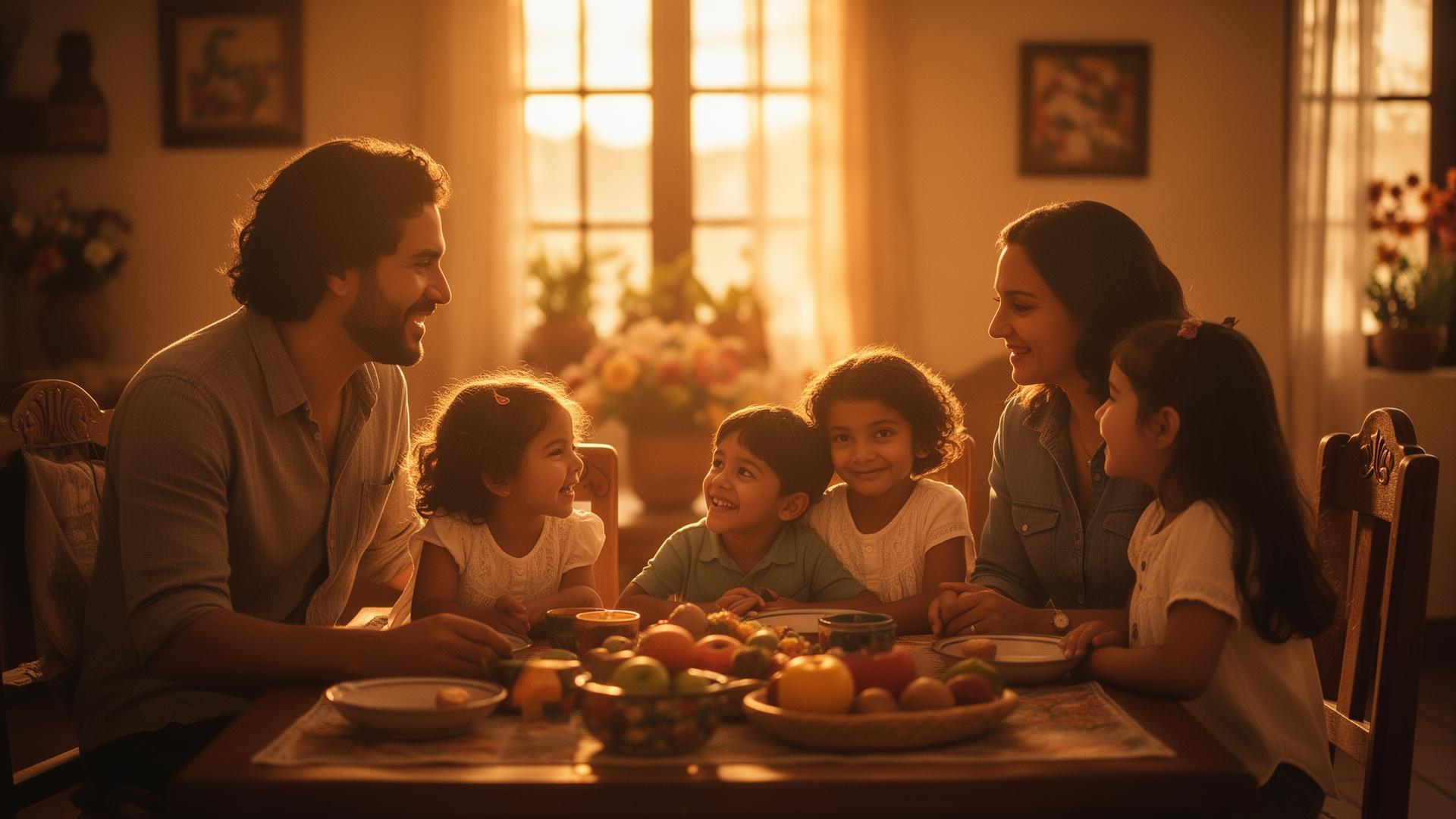 Familia mexicana protegida en su hogar